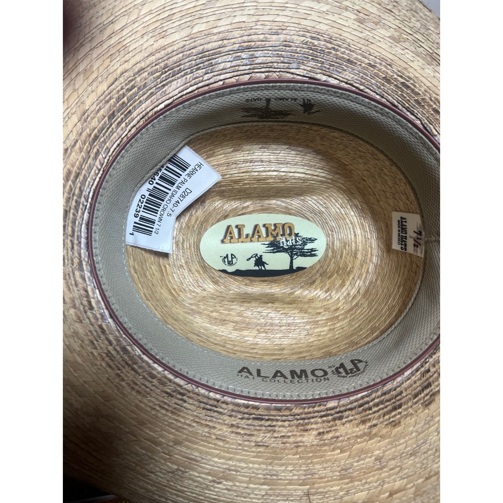 Alamo Hats Hearne Palm Idaho Crown Tan Straw Cowboy Hat 7 1/2 D28740-7.5 - Picture 3 of 6